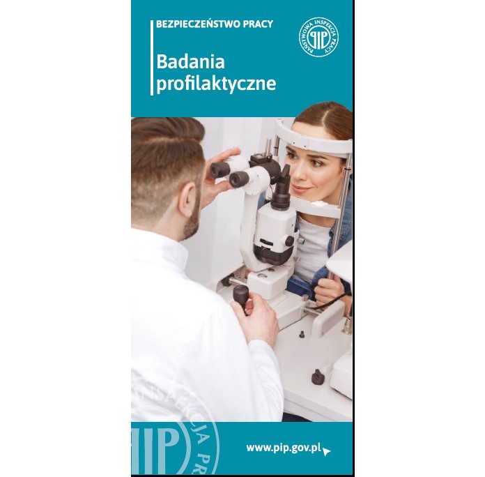 okładka ulotki przedstawiająca kobietę podczas badania wzroku