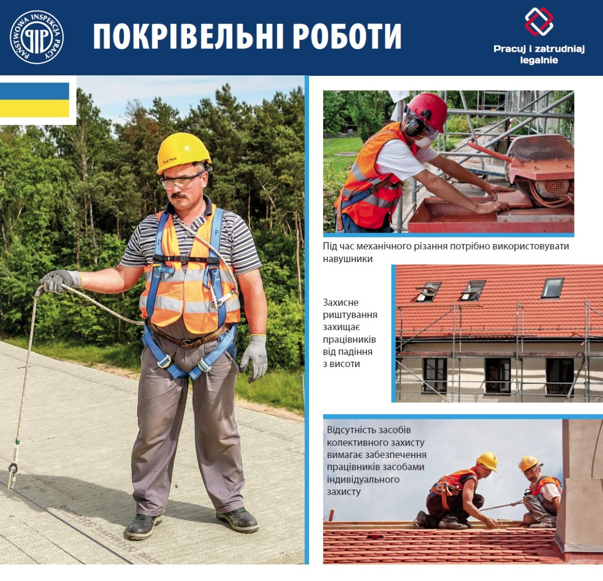 Robotnik budowlany na dachu